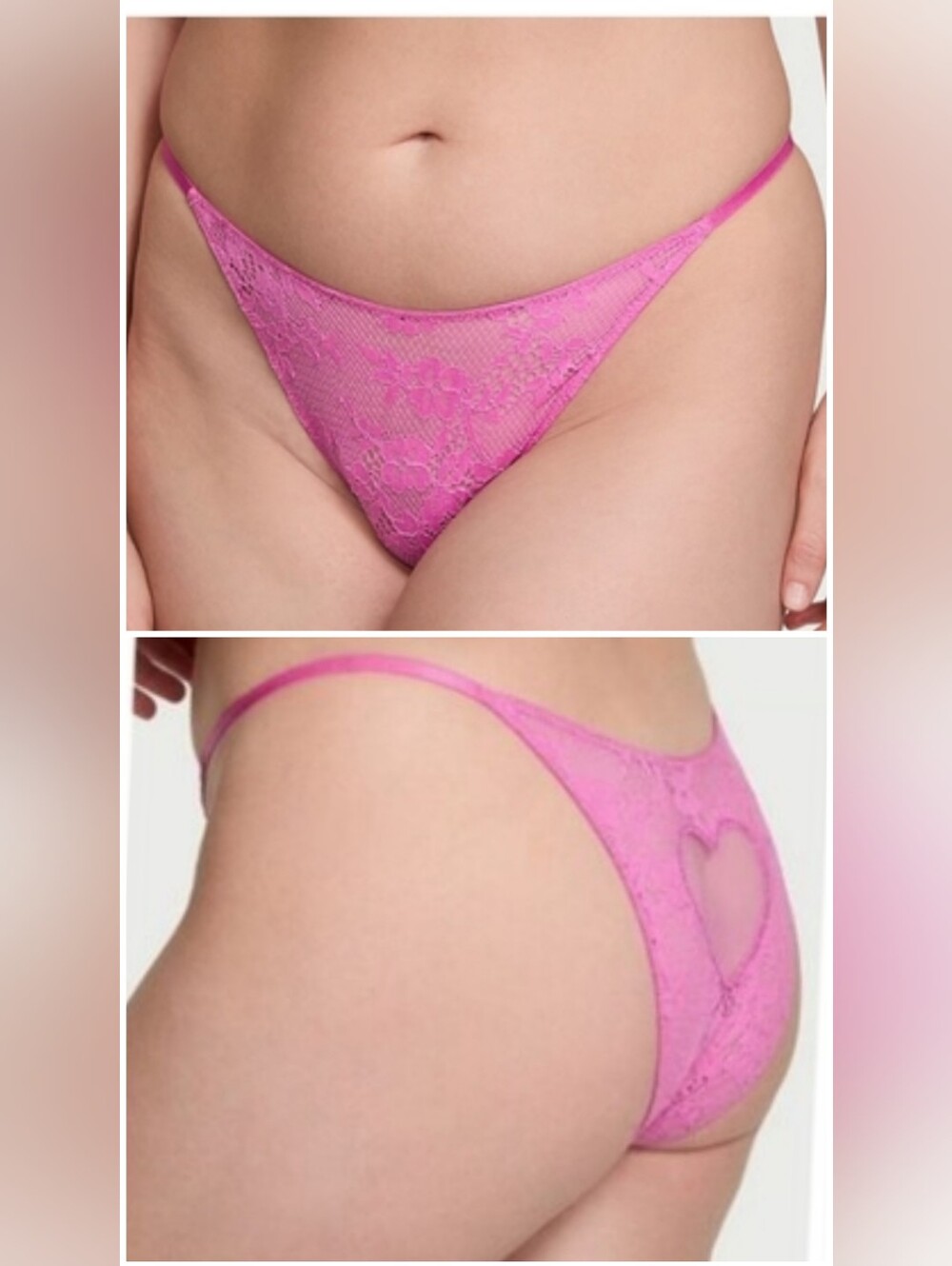Victoria's Secret Dream Angel's Lace Rhinestone Heart Hardware Brazilian Panty M